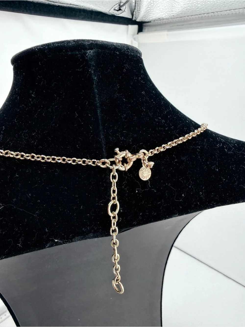 J. Crew Gold Chain Statement Necklace with Coral Red Beads